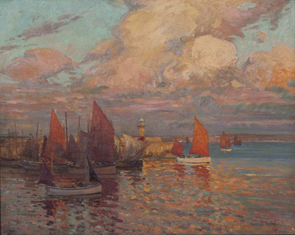 Charles BRYANT Born: Enmore, New South Wales, Australia 1883; Died:1937 Fishing fleet at sunset not dated oil on canvas, 61.5 x 76.9 cm Benalla Art Gallery Collection Ledger Gift, 1980 1980.05